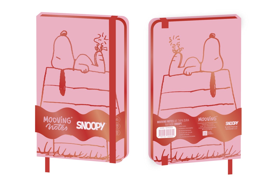 Cuaderno Mooving A5 Tapa Dura Snoopy