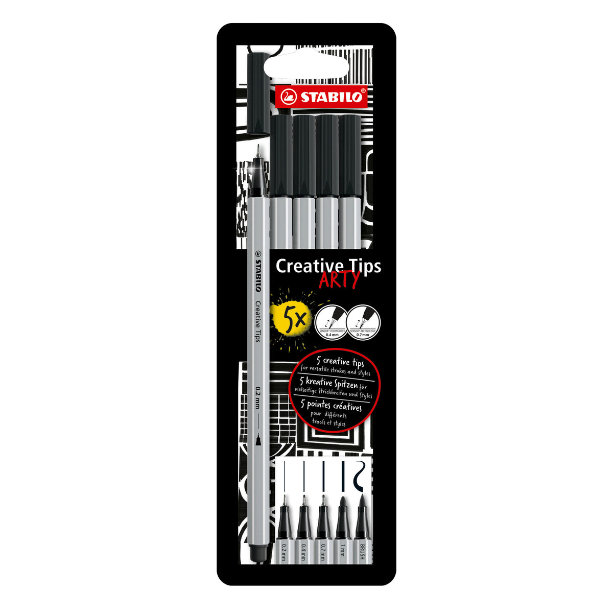 Set Stabilo Creative Tips Negro 5 Puntas