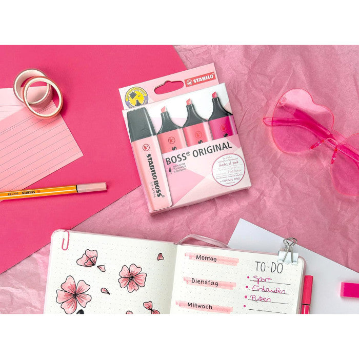 Set Destacadores Stabilo Boss Shades of Pink 4 Colores