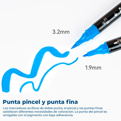 Set Marcadores Acrílicos Arrtx Doble Punta 32 Colores