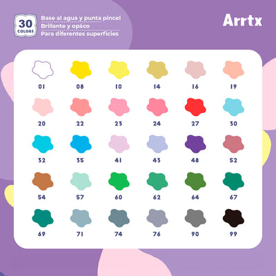 Set Marcadores Acrílicos Arrtx 30 Colores