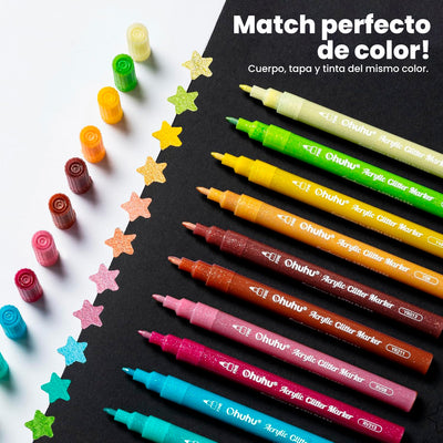 Set Marcadores Glitter Metálicos Ohuhu 24 Colores