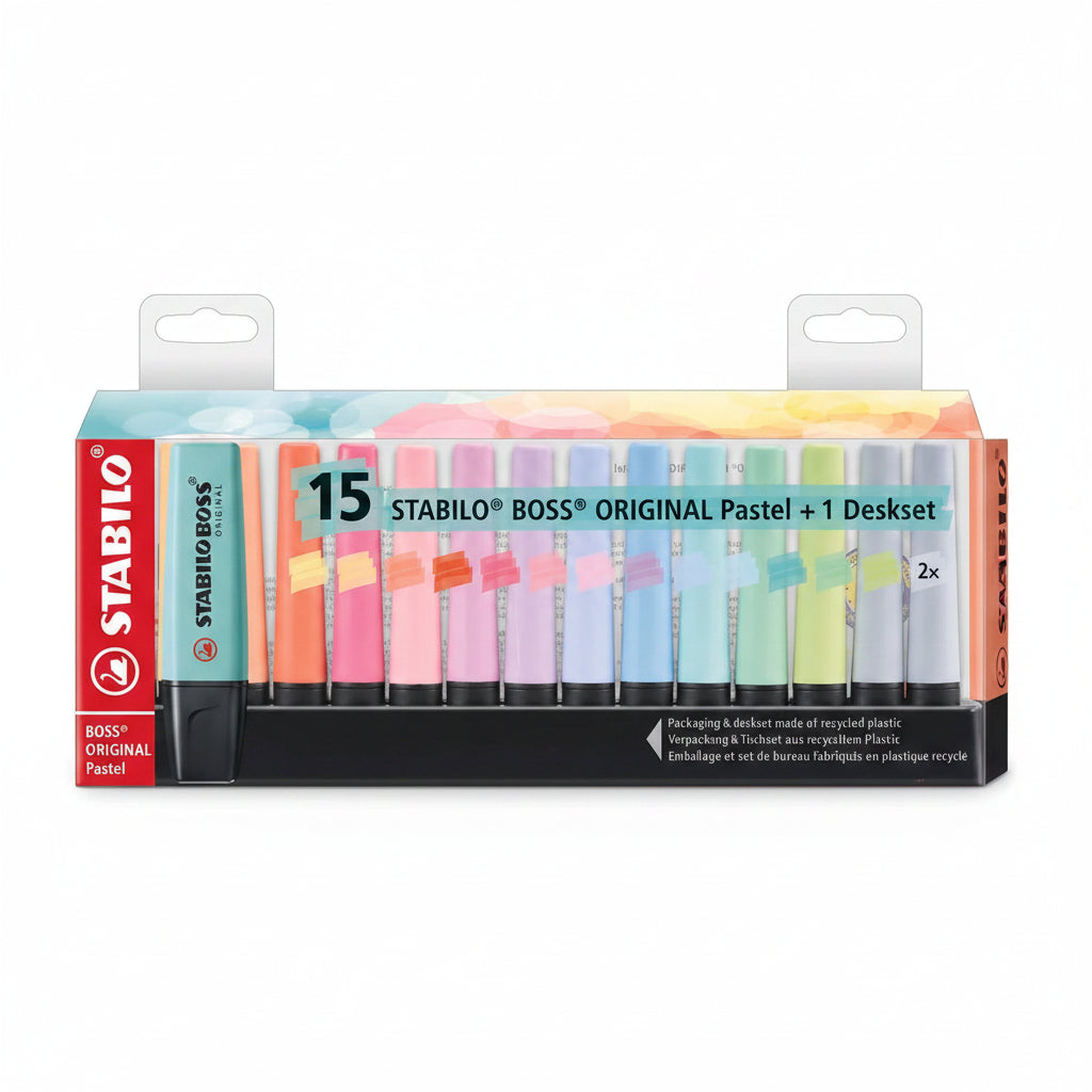 Set Destacadores Stabilo Boss Pastel 15 Colores