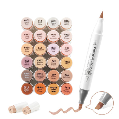 Set Marcadores Ohuhu Honolulu S Tonos Piel 24 Colores