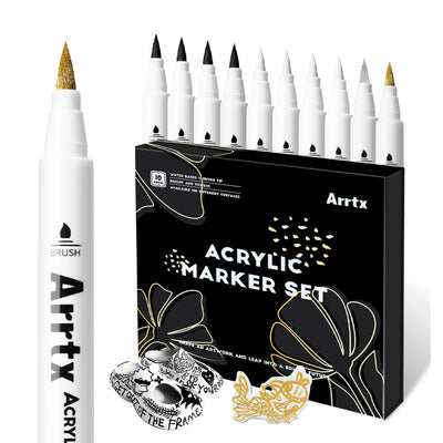 Set Marcadores Acrílicos Arrtx Punta Pincel 10 Colores
