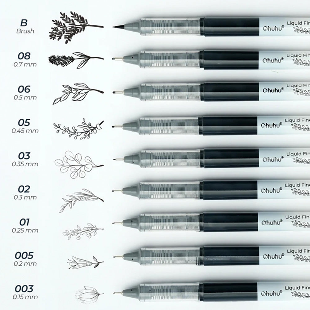 Set Fineliners Ohuhu Kohala 9 grosores