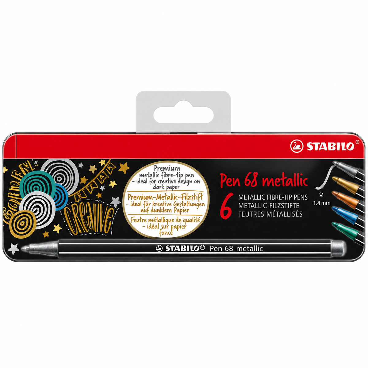 Set Stabilo Pen 68 Metallic 6 Colores – Caja Metálica