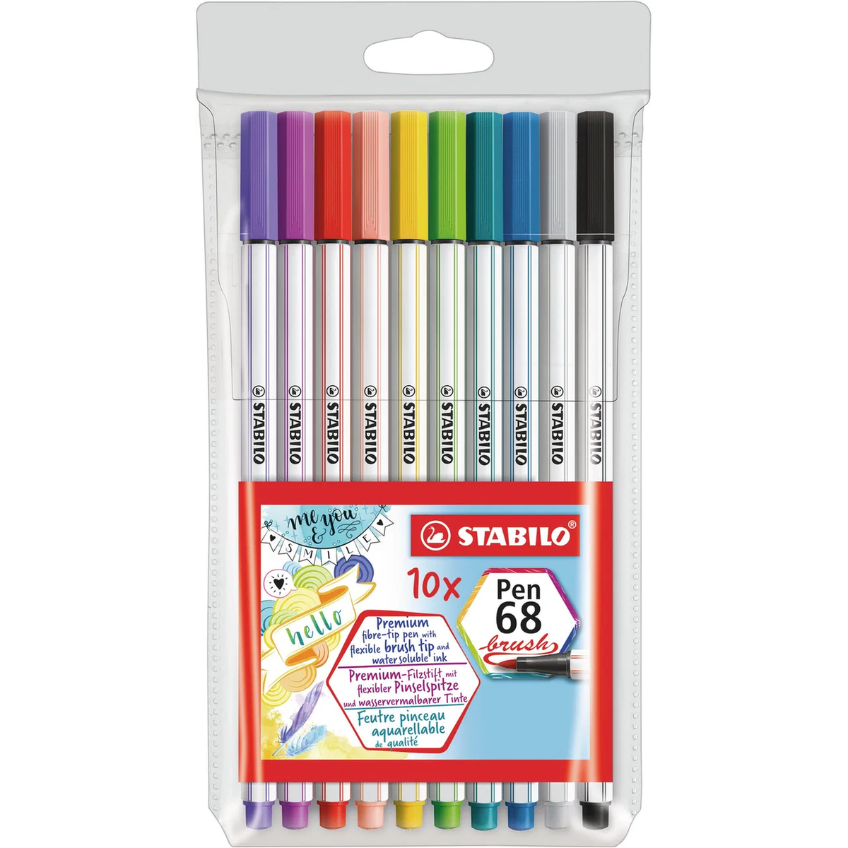 Set Stabilo Pen 68 Brush 10 Colores